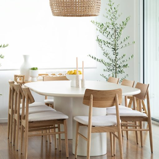 Lorenzo Micro Cement  Oval Dining Table – Ivory – 2.4m
