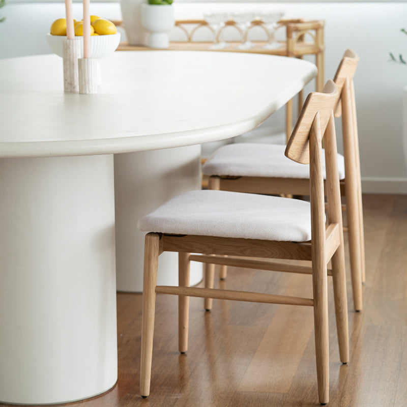 Lorenzo Micro Cement  Oval Dining Table – Ivory – 2.4m