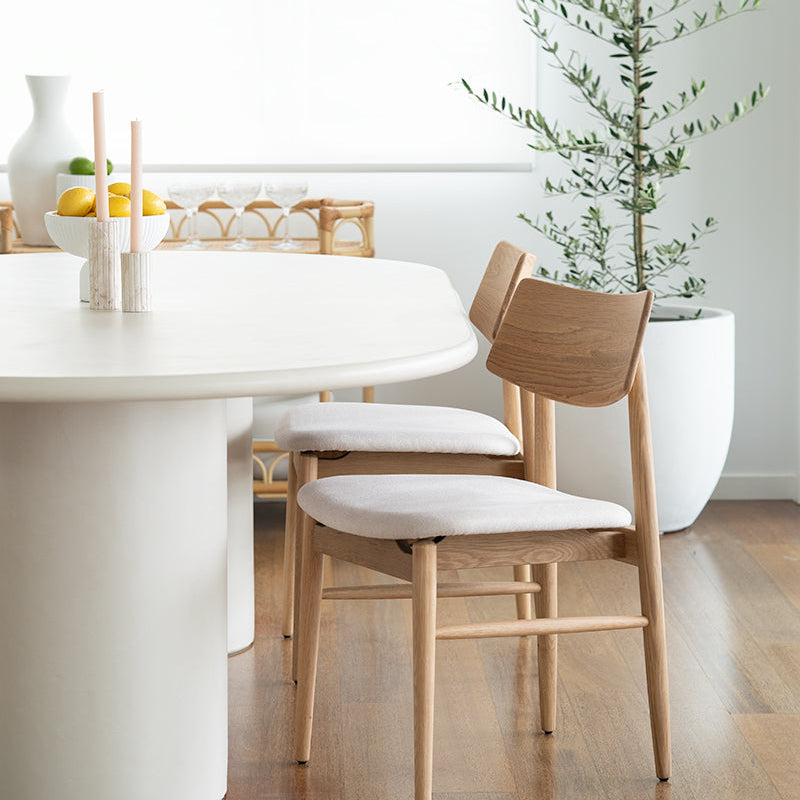 Lorenzo Micro Cement  Oval Dining Table – Ivory – 2.4m