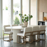 Lorenzo Micro Cement  Oval Dining Table – Ivory – 2.4m