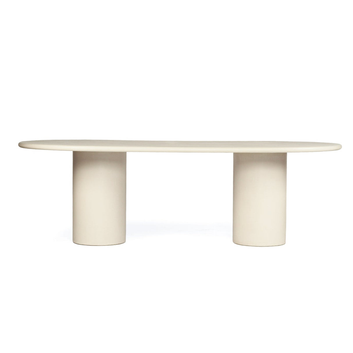Lorenzo Micro Cement  Oval Dining Table – Ivory – 2.4m