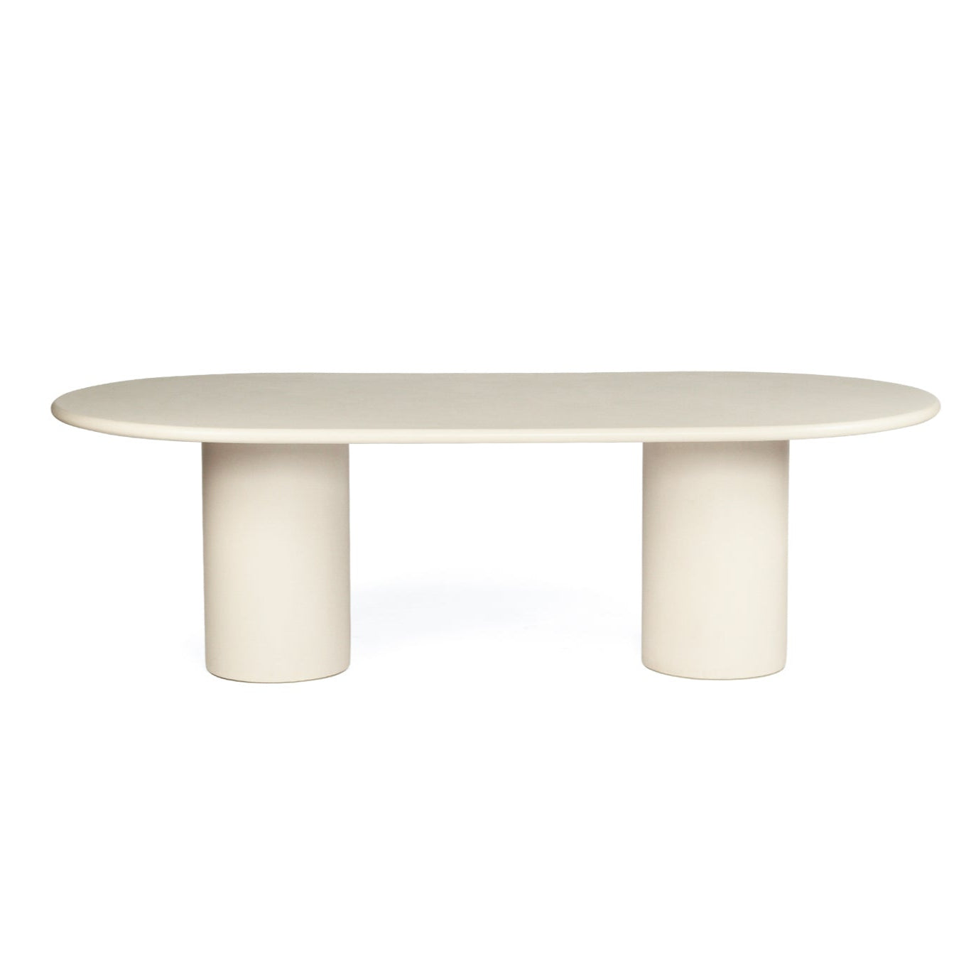 Lorenzo Micro Cement  Oval Dining Table – Ivory – 2.4m