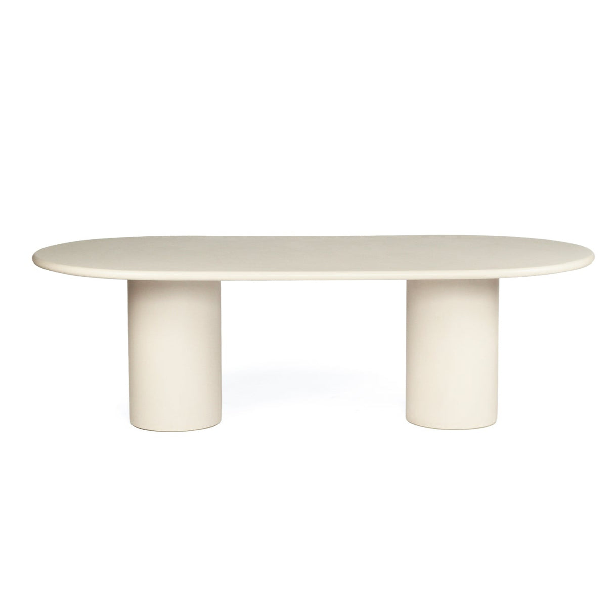 Lorenzo Micro Cement  Oval Dining Table – Ivory – 2.4m