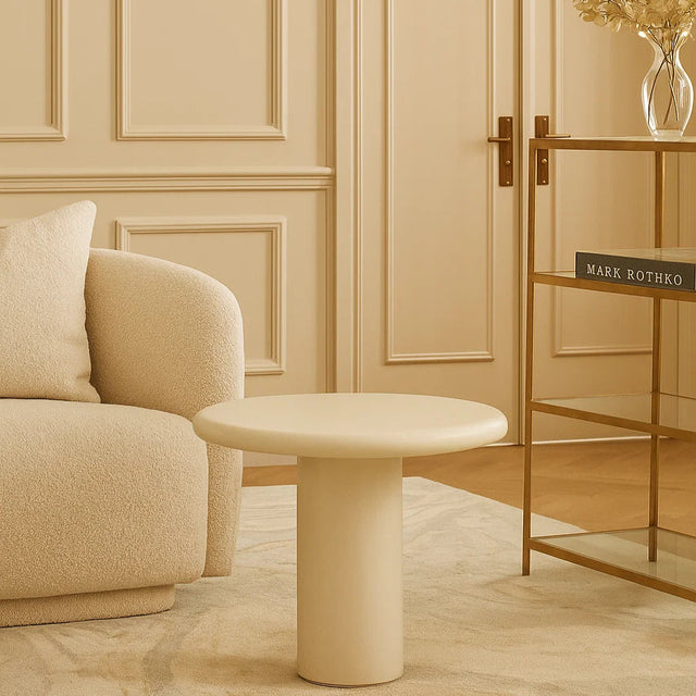 Lorenzo micro cement Organic Side Table – 0.6m (Low) – Latte