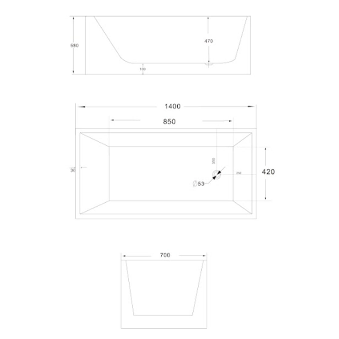 Lotus Gloss White Square Bathtub