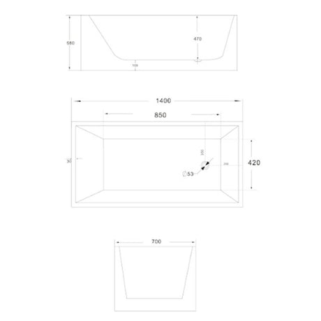 Lotus Gloss White Square Bathtub