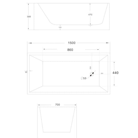 Lotus Gloss White Square Bathtub