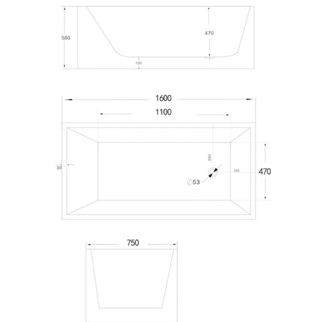 Lotus Gloss White Square Bathtub