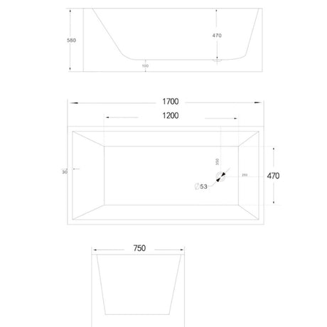 Lotus Gloss White Square Bathtub