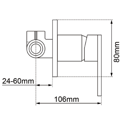 LUCID PIN Wall Mixer 80mm - Chrome Technical Drawing