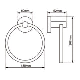 Lucid Pin Round Hand Towel Ring 188mm | 5 Fisnishes