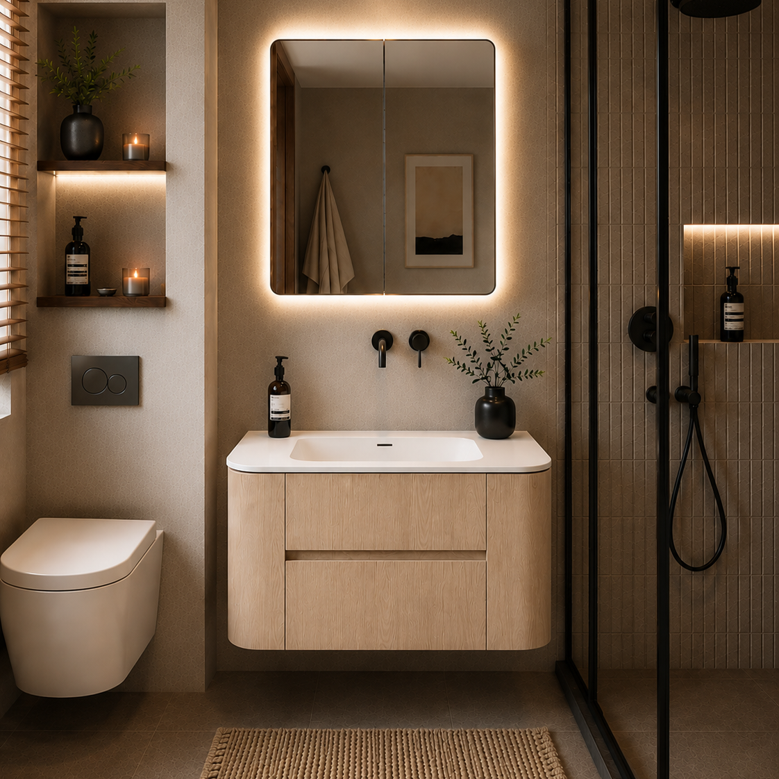 Lukka Ravello Plywood Wall Hung Vanity - Sandy Oak 