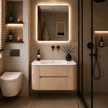 Lukka Ravello Plywood Wall Hung Vanity - Sandy Oak 
