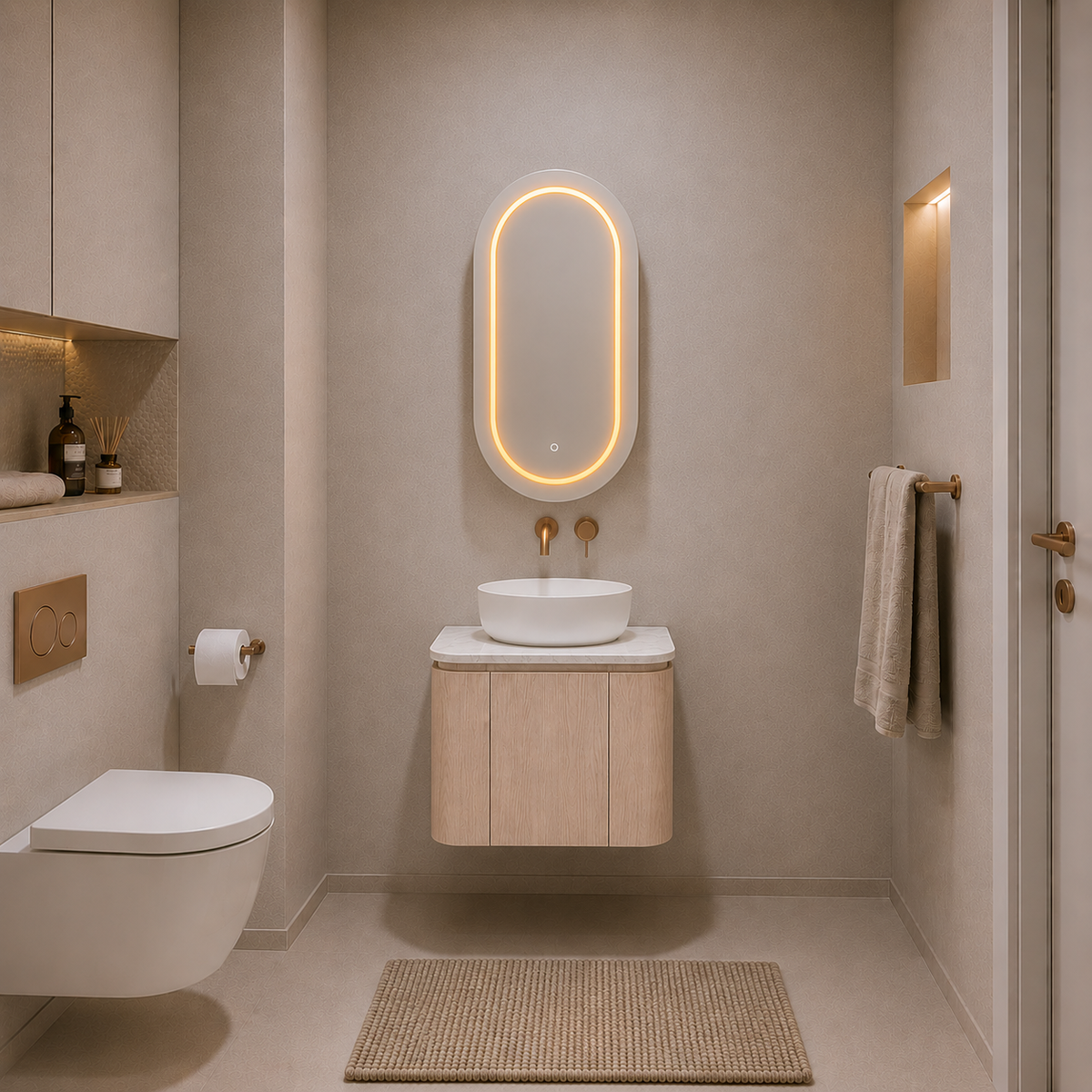 Lukka Ravello Plywood Wall Hung Vanity - Sandy Oak 