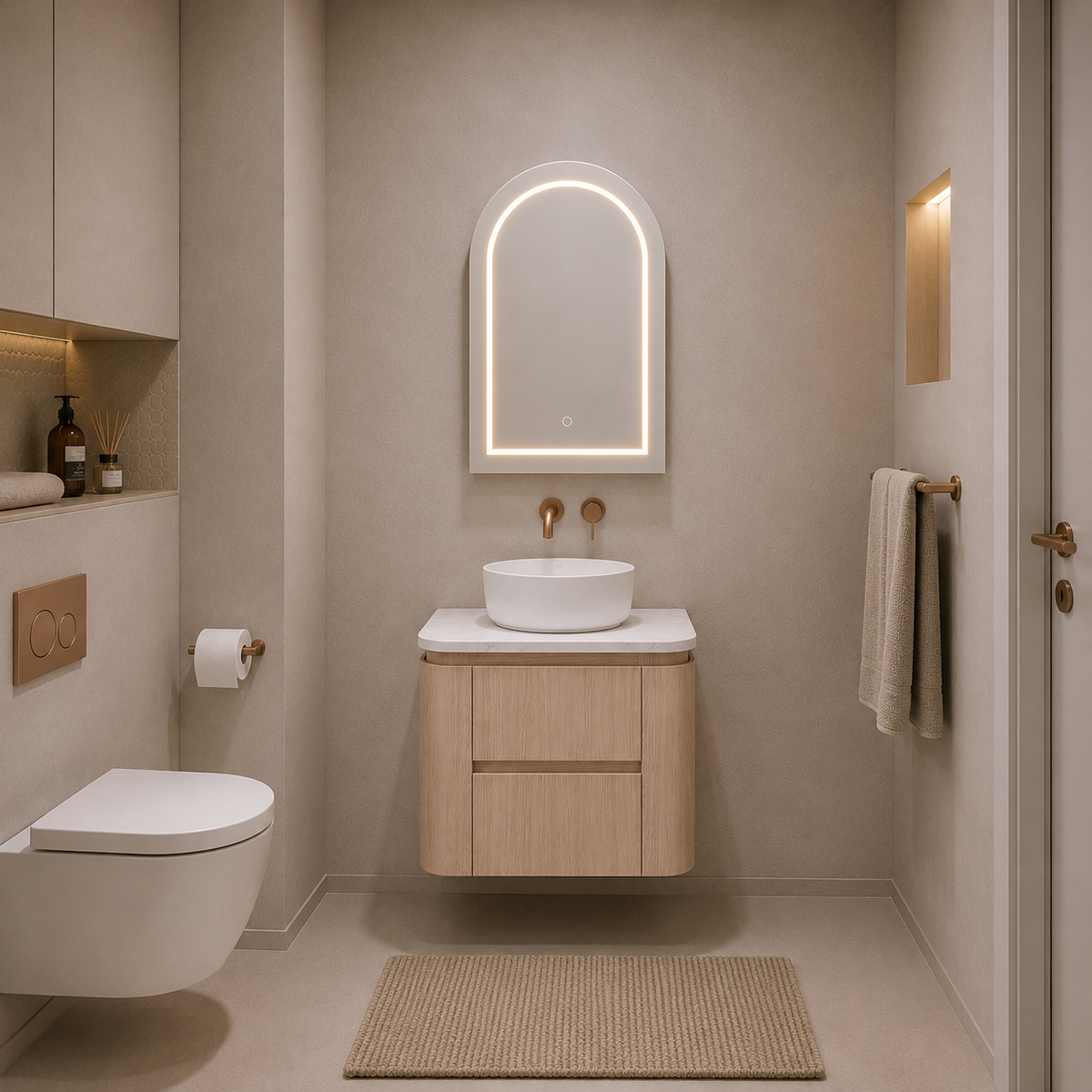 Lukka Ravello Plywood Wall Hung Vanity - Sandy Oak 