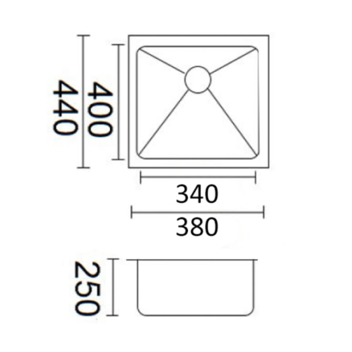 Luminare Kitchen Undermount Sink 380 x 440mm