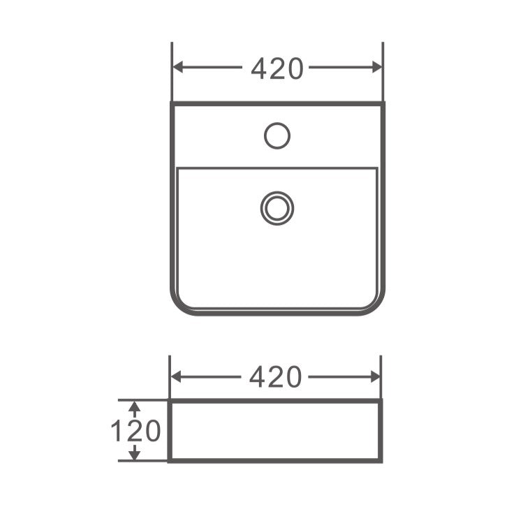 MARSAY 77 Wall Hung Square Basin (420x420x120mm)