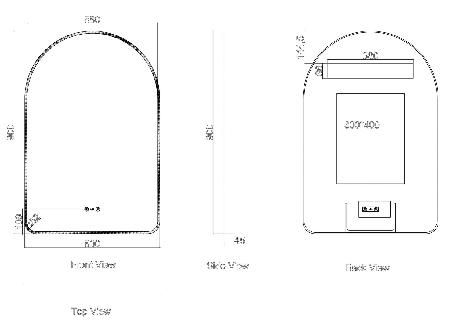 MAIA LED Arch Mirror (600×900mm)