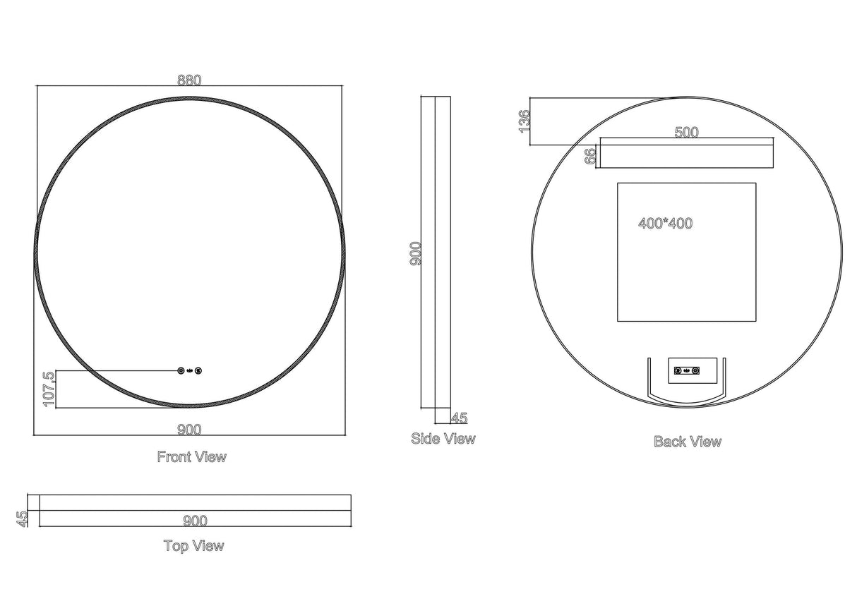 MAIA LED Round Mirror 900mm