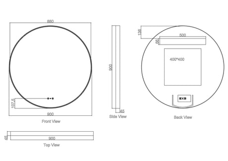 MAIA LED Round Mirror 900mm