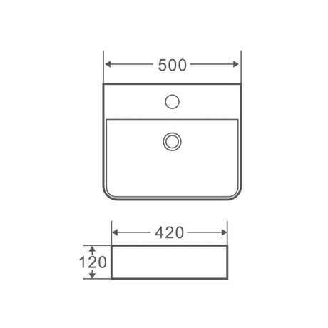 MARSAY 73S Wall Hung Rectangular Basin (500x420x120mm)