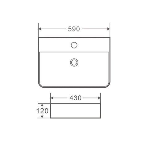 MARSAY Wall Hung Rectangular Basin (590x430x120mm)