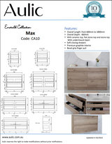 MAX MDF Freestanding Vanity Max Oak (All Sizes)