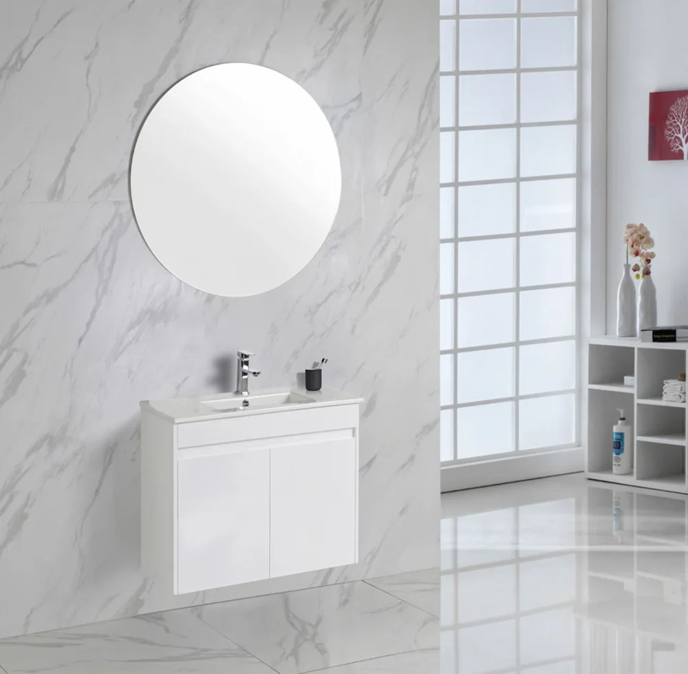 MAYA Slim Wall Hung Vanity Gloss White 600