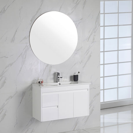 MAYA Slim Wall Hung Vanity Gloss White 750/900