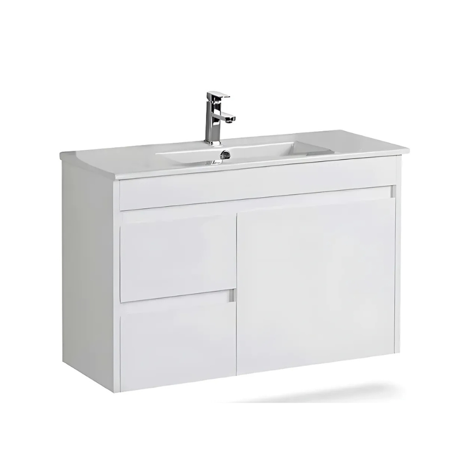 MAYA Slim Wall Hung Vanity Gloss White 750/900