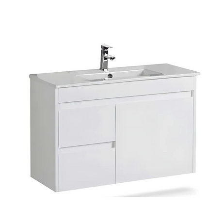 MAYA Slim Wall Hung Vanity Gloss White 750/900
