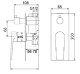 ZEVIO Shower/Wall Mixer with Diverter - Matte Black