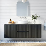 Lukka CRETE Modern PVC Wall Hung Vanity (Middle Drawer) 1200mm (Single/Double Bowl) (Matte Black)