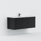 Lukka CRETE Modern PVC Wall Hung Vanity (Middle Drawer) 1200mm (Single/Double Bowl) (Matte Black)