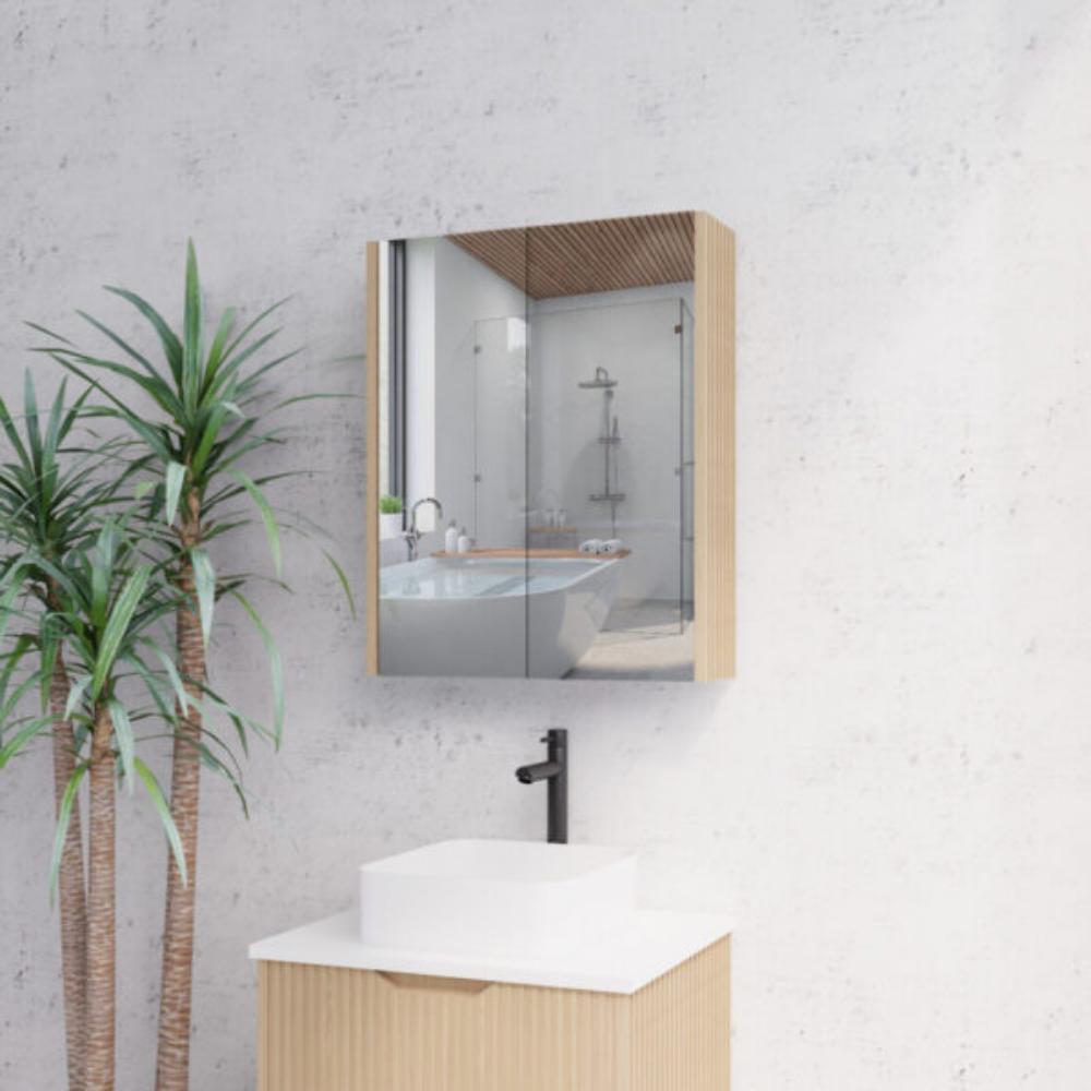 RIVA Geneva Fluted American Oak Mirror Shaving Cabinet (Optional Sizes)