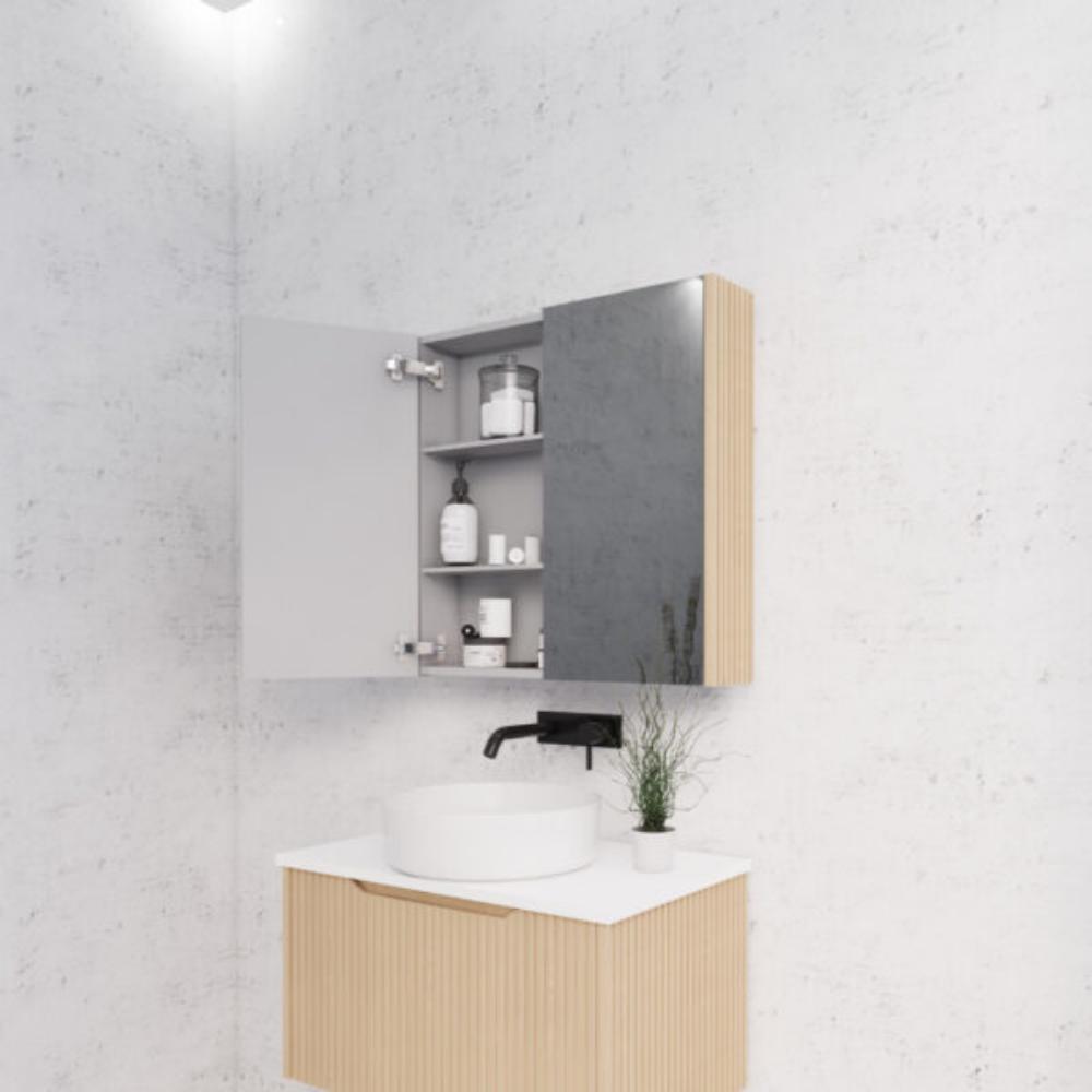 RIVA Geneva Fluted American Oak Mirror Shaving Cabinet (Optional Sizes)