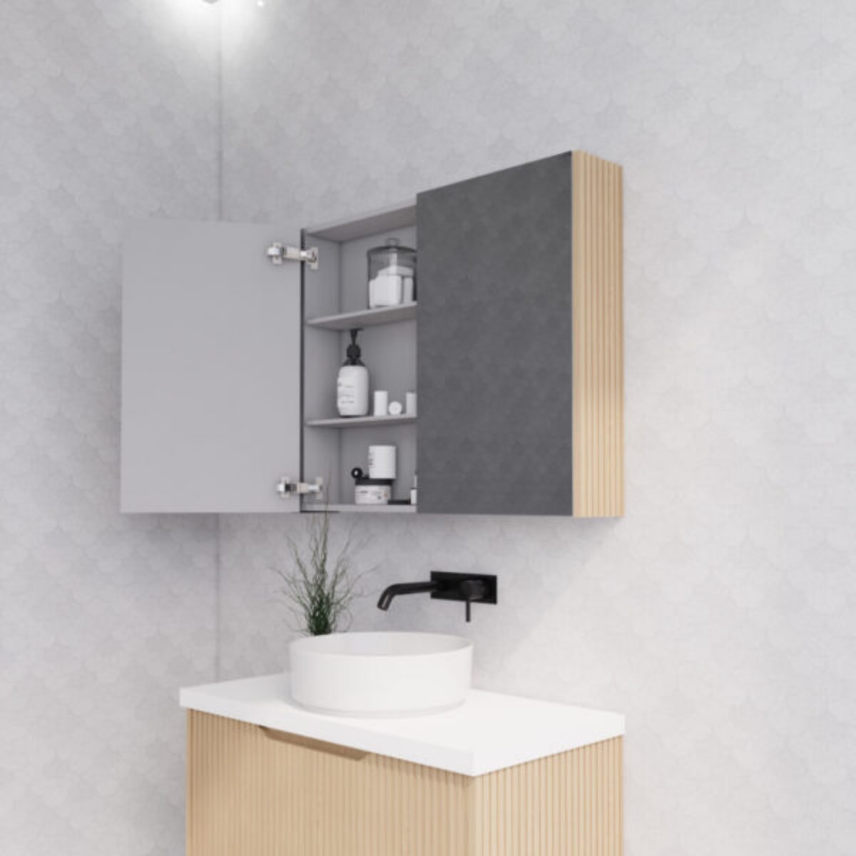 RIVA Geneva Fluted American Oak Mirror Shaving Cabinet (Optional Sizes)