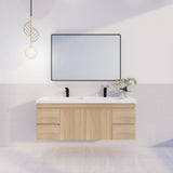 MF Light American Oak Double Bowl Wall Hung Vanity 1500mm