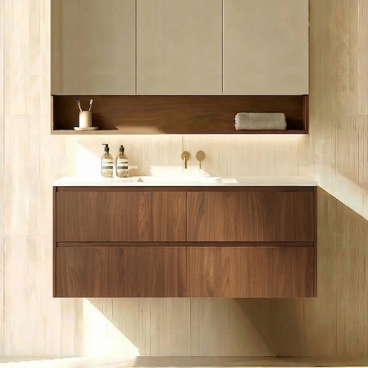 Lukka Gladstone Plywood Wall Hung Vanity - Mocha Oak (All Sizes)