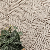 Mila Geometric Squares Cream Brown Rug - MIL8: New Arrival