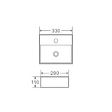 Mini 33 Compact Wall-Hung Basin (Rectangle: 330x290x110mm)