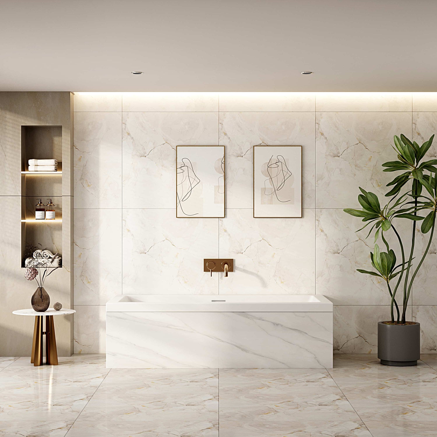 MIRA Insert & Island Bathtub – Gloss White (1500/1700) - Overflow