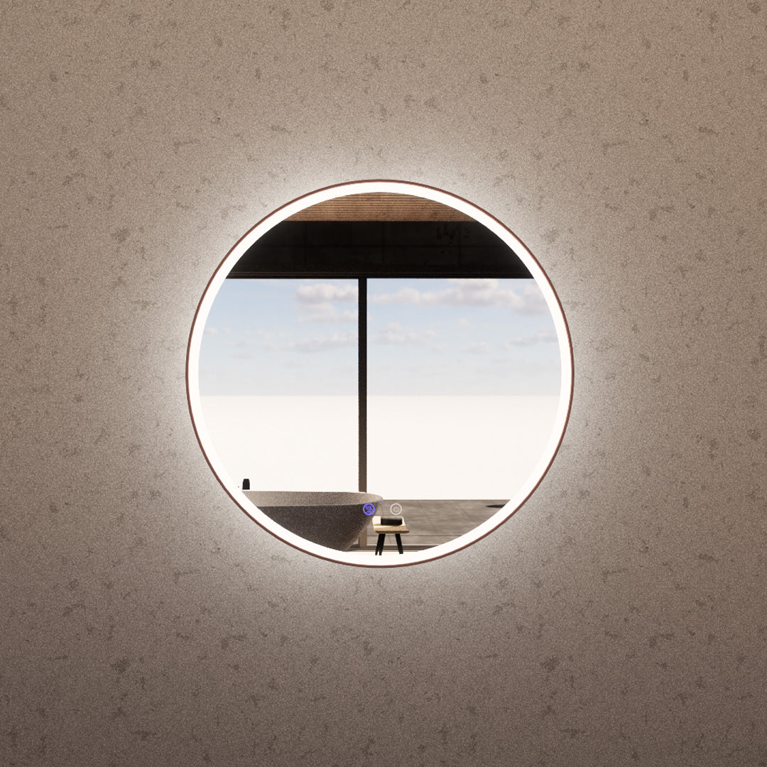 RIVA R3 LED Round Coloured Frame Mirror 600/800mm (Optional Colours)