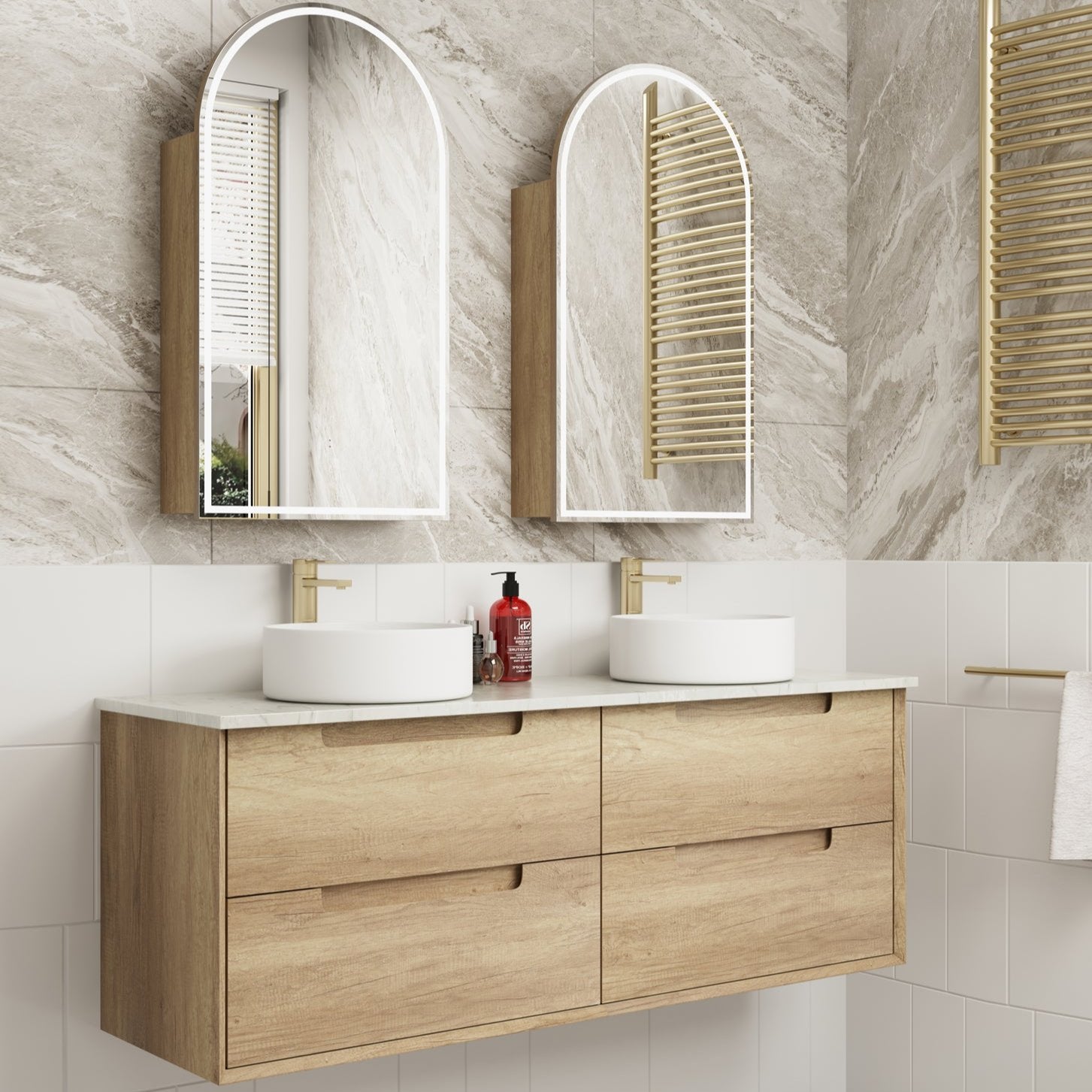 MORENO Wall Hung Vanity Natural Oak (All Sizes)