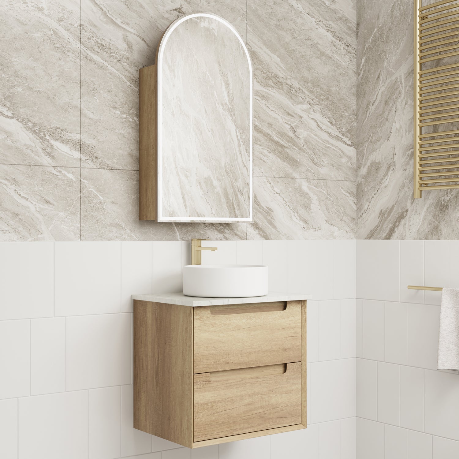 MORENO Wall Hung Vanity Natural Oak (All Sizes)