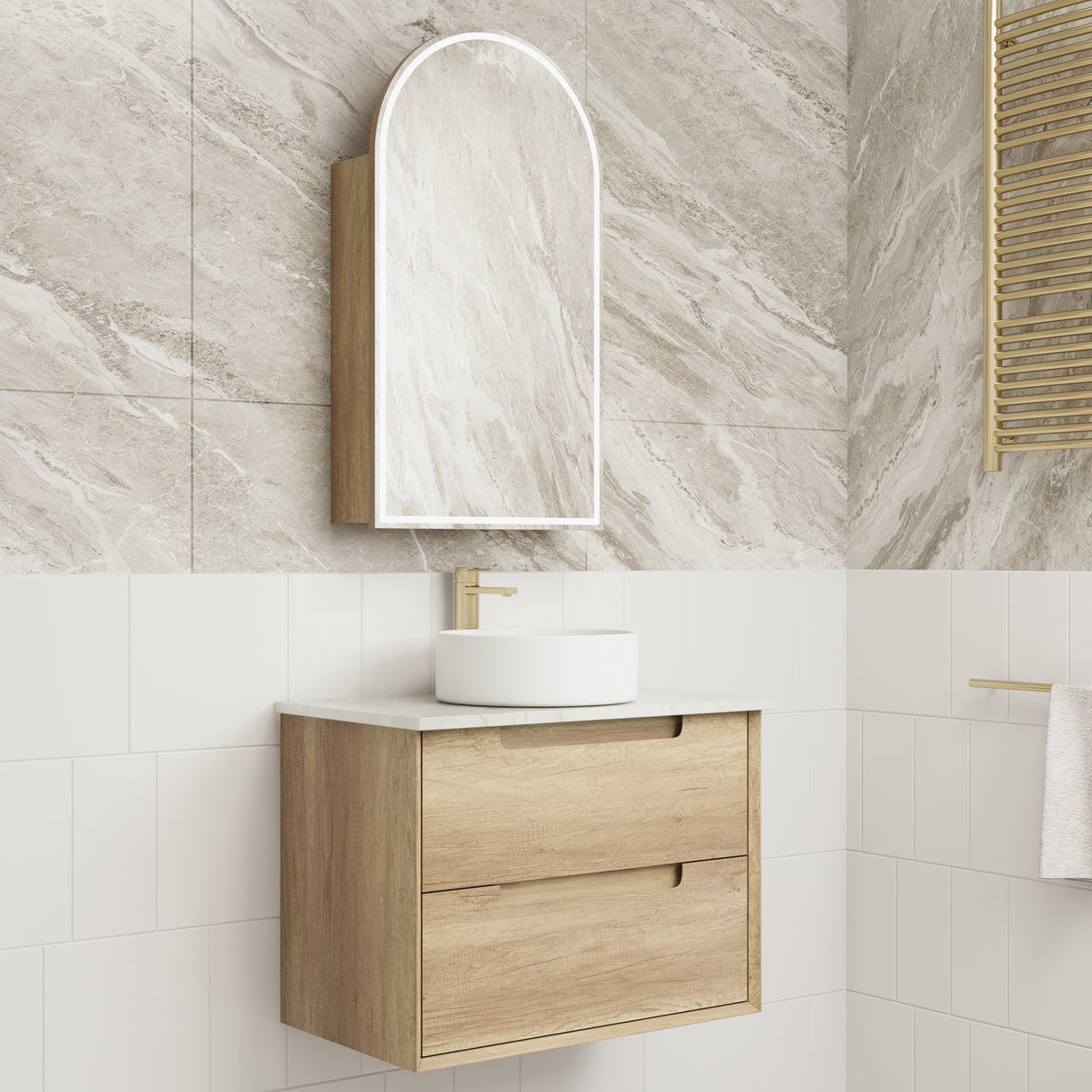MORENO Wall Hung Vanity Natural Oak (All Sizes)