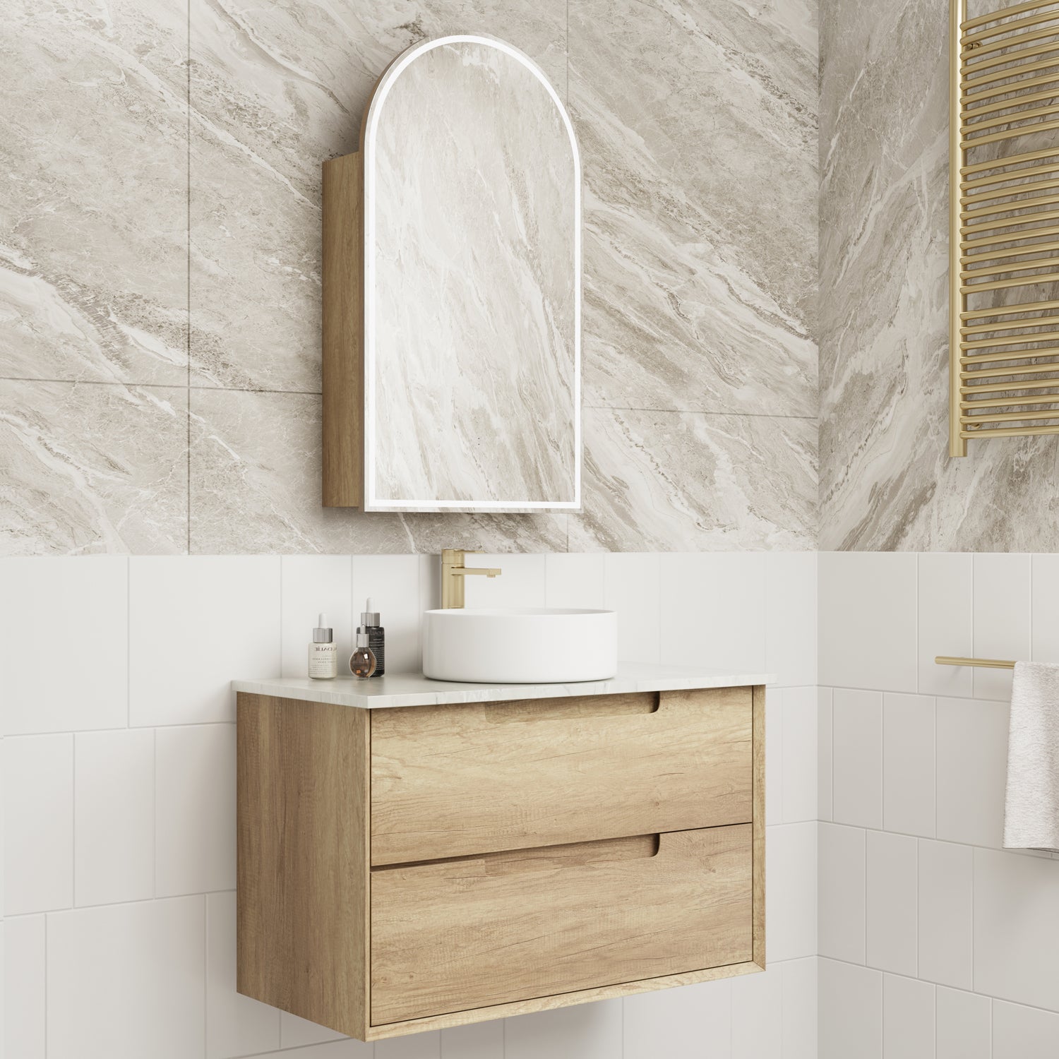 MORENO Wall Hung Vanity Natural Oak (All Sizes)