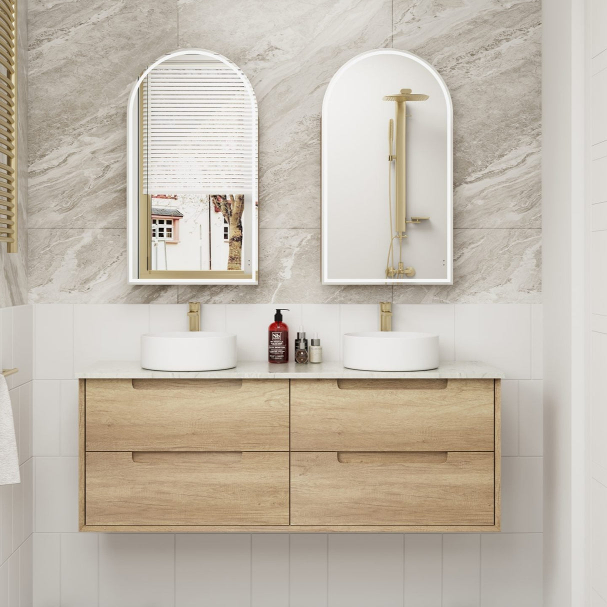 MORENO Wall Hung Vanity Natural Oak (All Sizes)