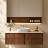 Lukka Ridgewood Plywood Wall Hung Vanity - Mocha Oak (All Sizes)