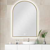 AQU Carysil Arch 3 Color Lighting Backlit LED Mirror Touch Sensor Switch Defogger Pad 600x900mm